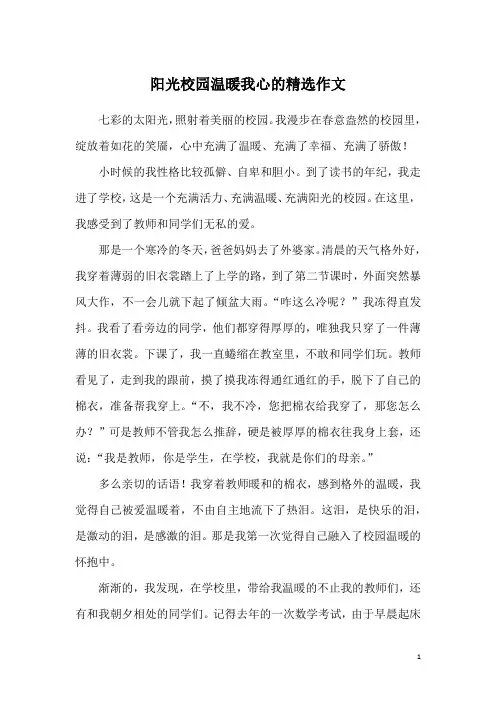 阳光校园温暖我心的精选作文