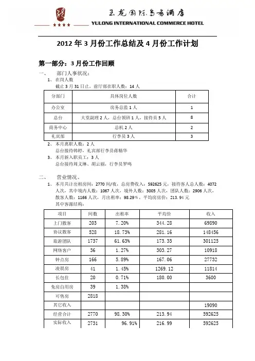 3月份工作总结与4月份工作计划.
