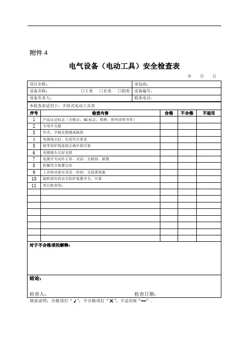 安全检查表专项