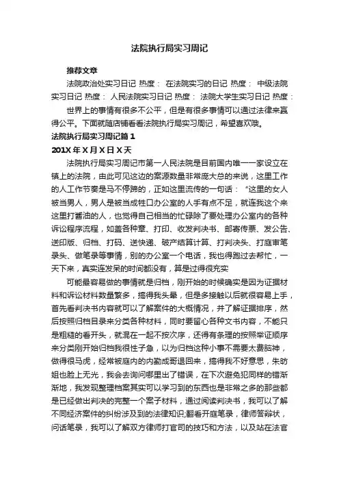 法院执行局实习周记