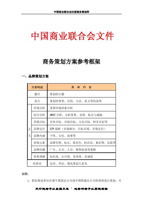 营销策划方案参考框架