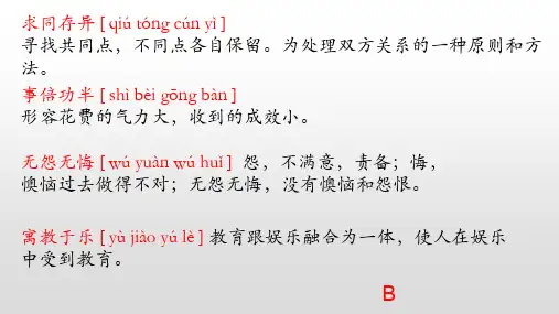 专项过关检测卷四详解(中考成语运用训练)