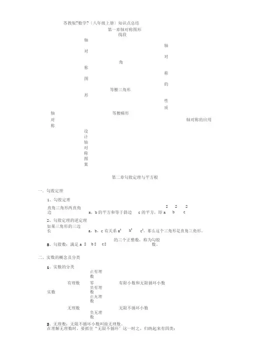 苏教版数学八年级上册知识点总结
