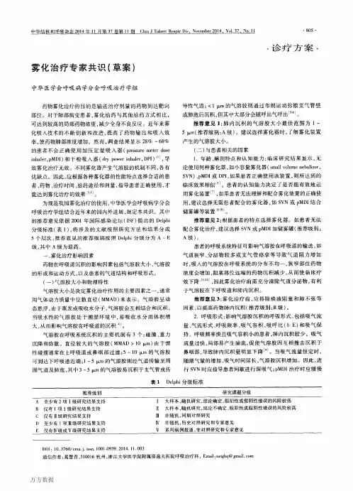 雾化治疗专家共识(草案)