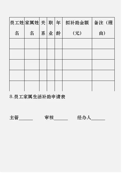 【精选】2020年员工家属生活补助申请表