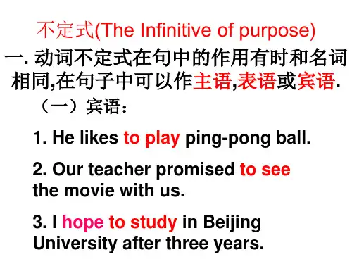 The Infinitive of purpose