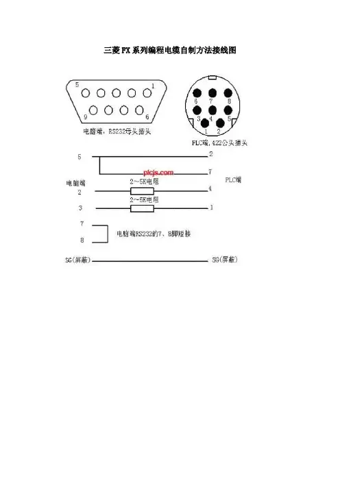 三菱FX系列编程电缆自制方法接线图