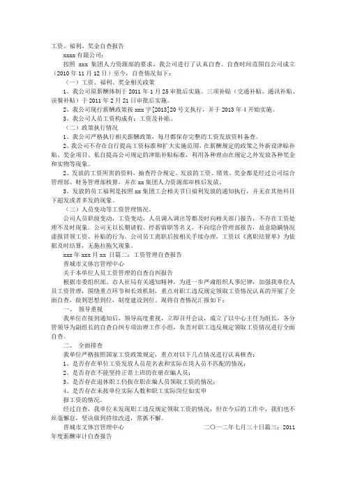 工资管理自查报告