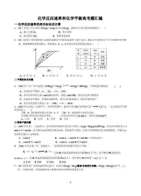 化学反应速率与化学平衡高考题汇编