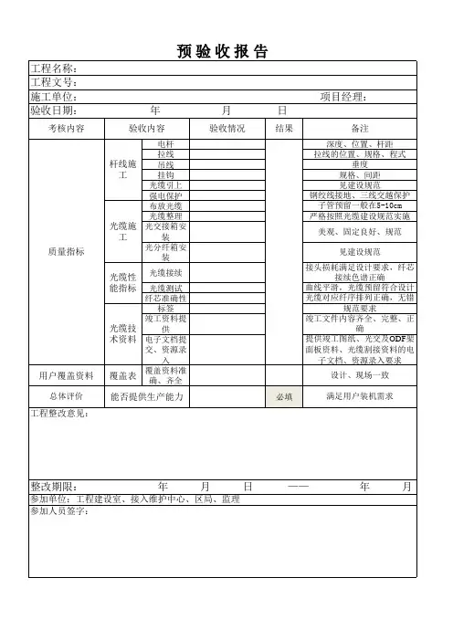 预验收报告