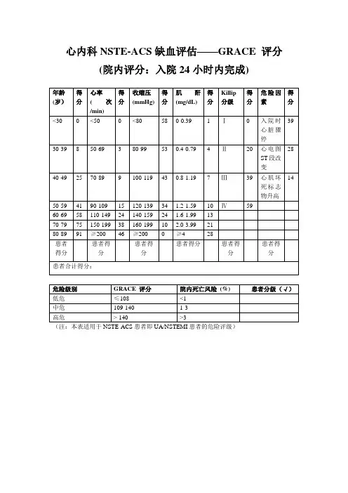 GRACE评分表