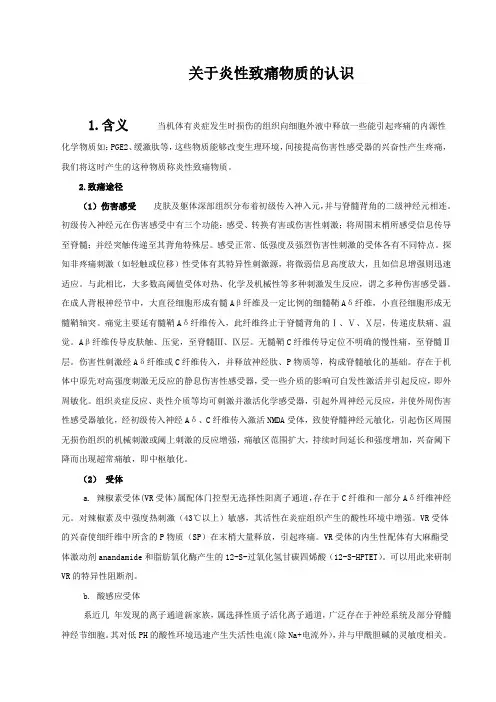 关于炎性致痛物质的认识
