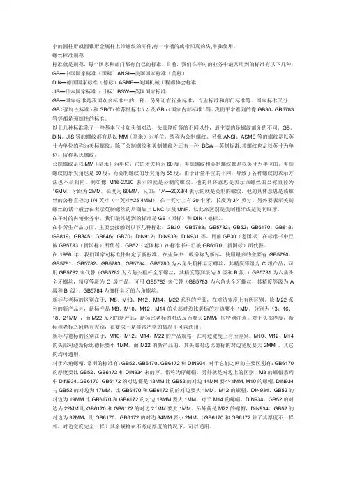 螺丝钉 标准介绍