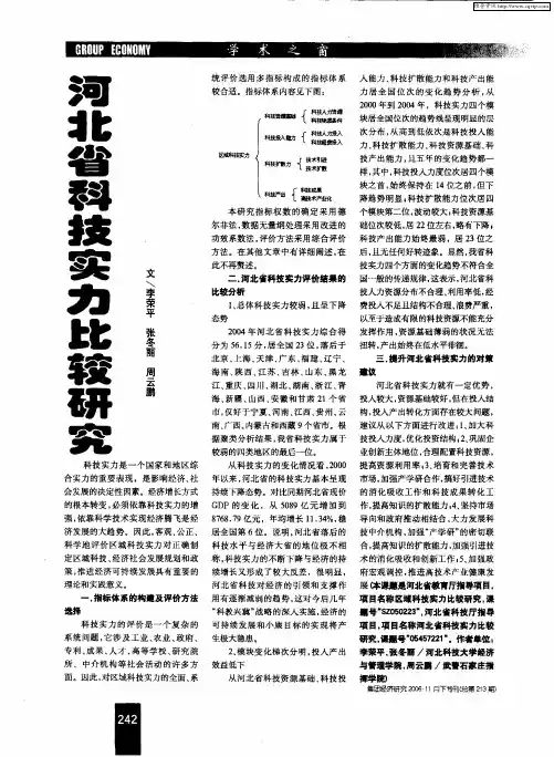 河北省科技实力比较研究