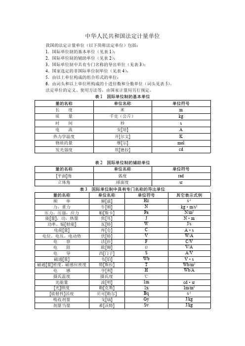 中华人民共和国法定计量单位(最新整理)