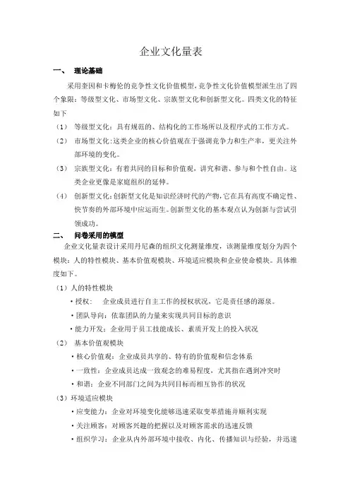 企业文化量表设计