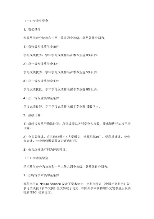 奖学金评选标准