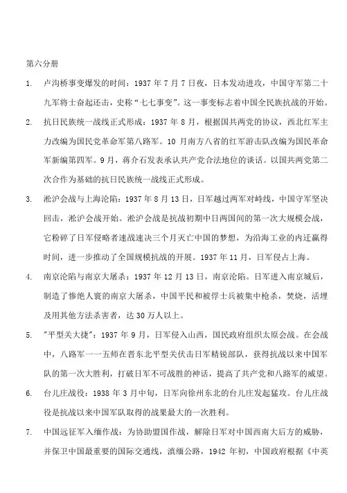 上海高考历史考纲第6分册整理