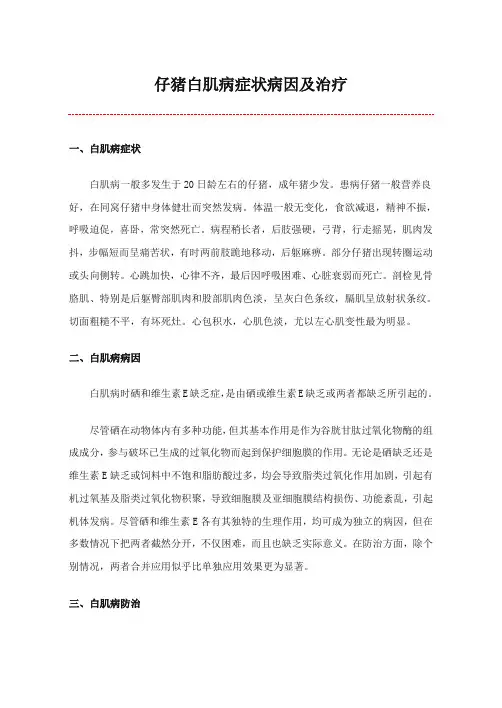仔猪白肌病症状病因及治疗