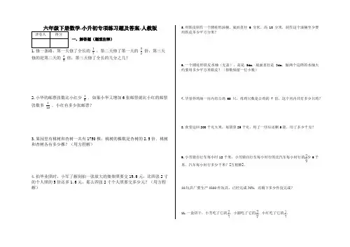 六年级下册数学-小升初专项练习题及答案-a102-人教版
