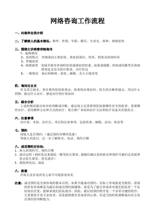 网络咨询工作流程