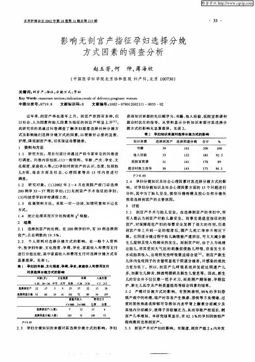 影响无剖宫产指征孕妇选择分娩方式因素的调查分析