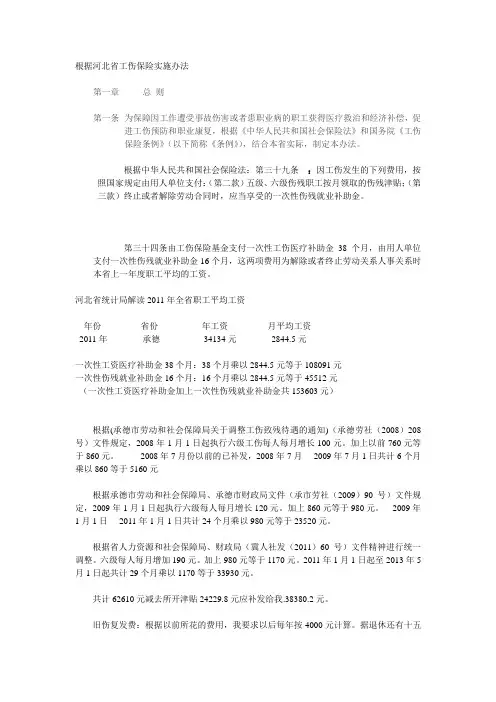 根据河北省工伤保险实施办法