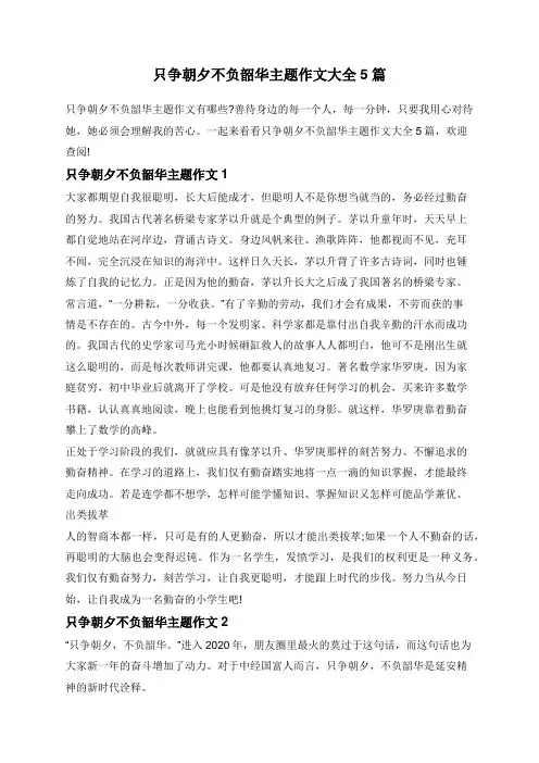 只争朝夕不负韶华主题作文大全5篇