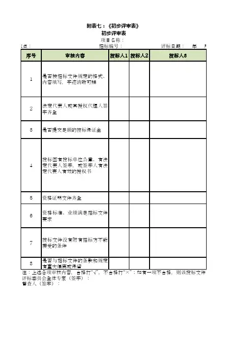 初步评审表