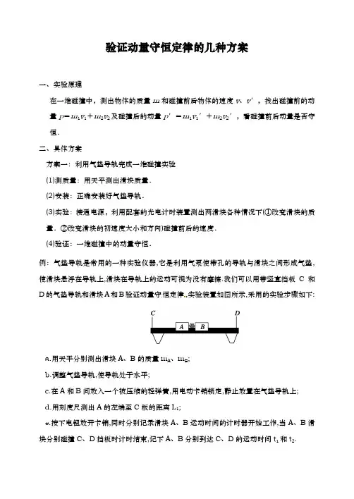 验证动量守恒定律的几种方案说明