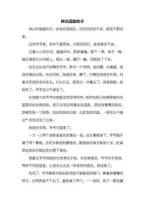 初一作文：伸出温暖的手作文800字