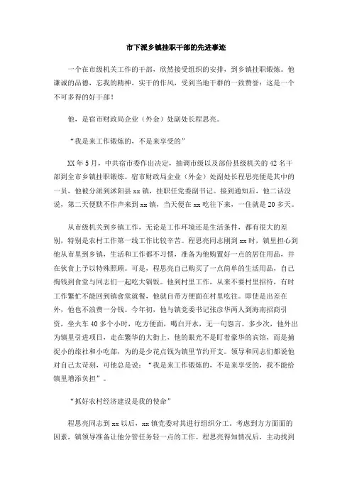 市下派乡镇挂职干部的先进事迹