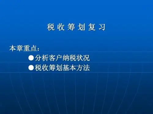税收筹划复习