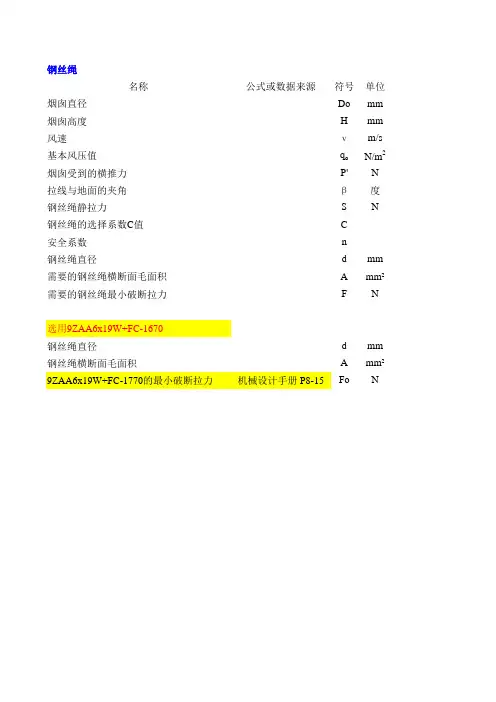 烟囱 钢丝绳计算