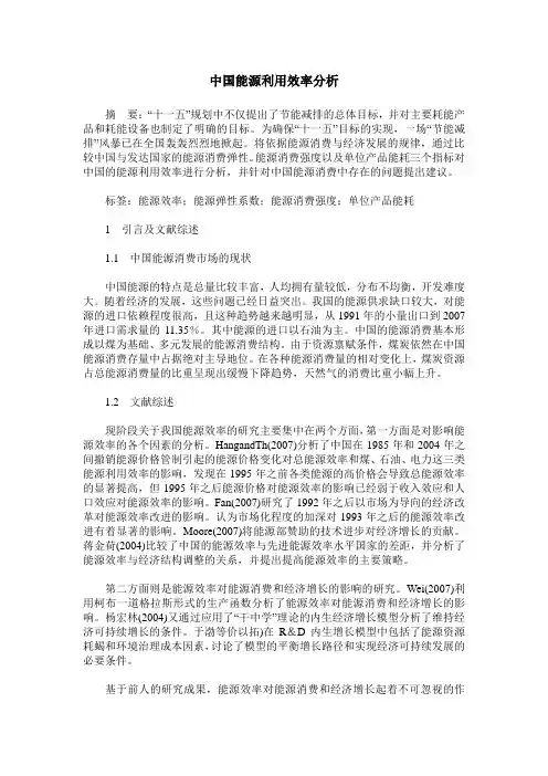 中国能源利用效率分析