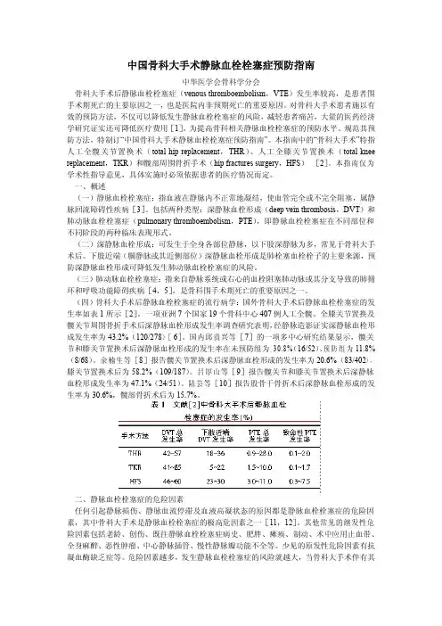 骨科手术静脉血栓预防指南