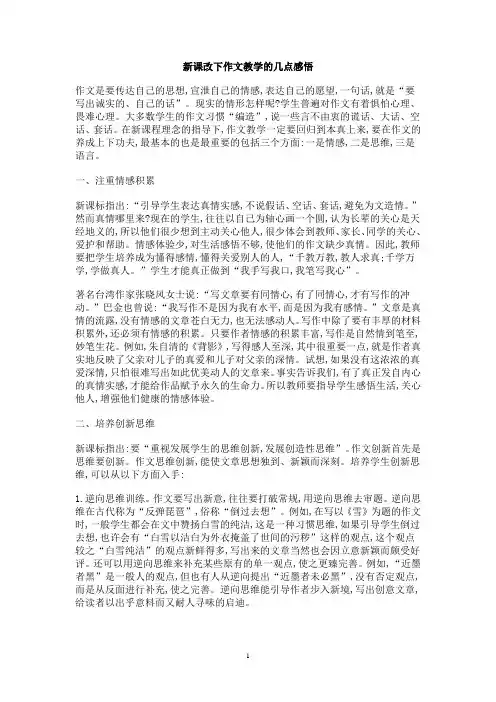 新课改下作文教学的几点感悟