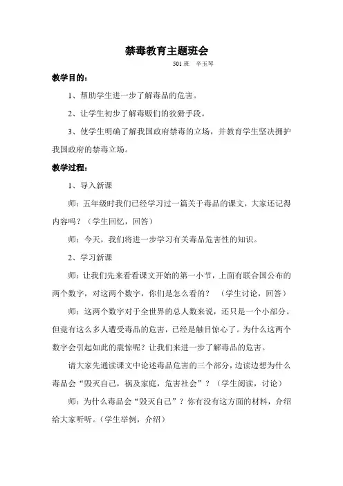 禁毒教育主题班会 2