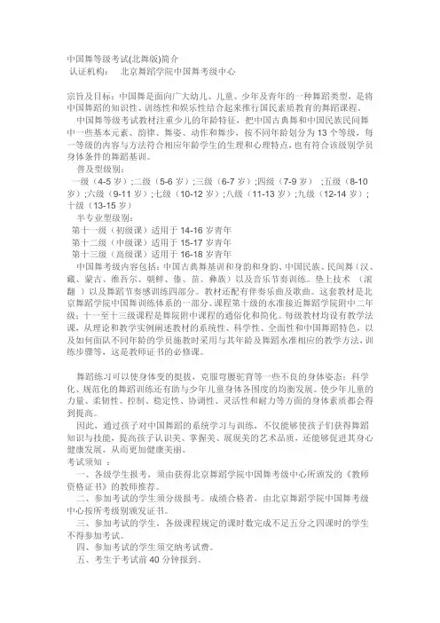 中国舞等级考试简介