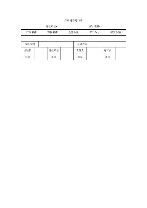 产品返修通知单