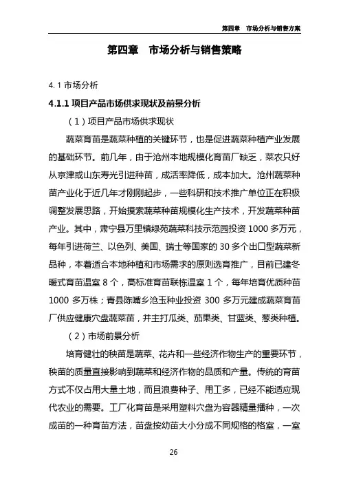 第四章  市场分析与销售方案