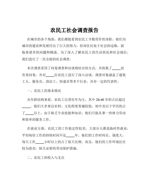 农民工社会调查报告