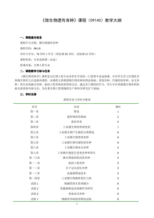 微生物遗传与育种(09140)