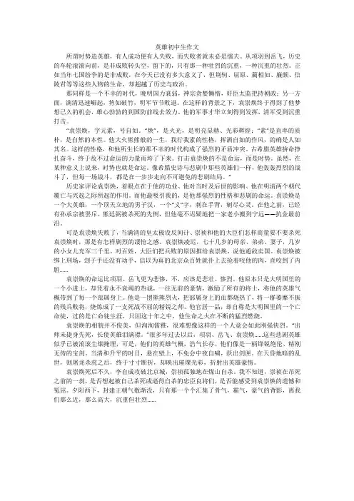 英雄初中生作文