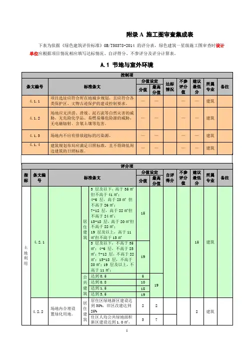 国标-绿色建筑施工图审查集成表(设计院专用)