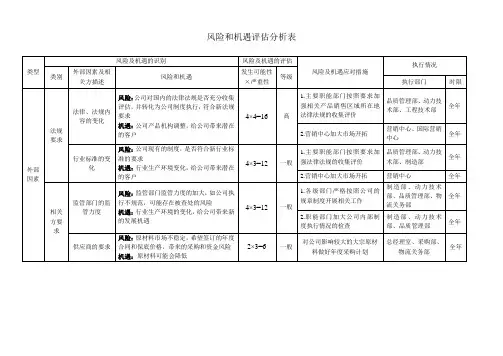 风险与机遇评估分析表