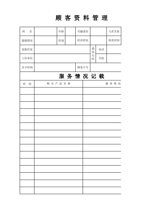 美容顾客资料管理登记表366