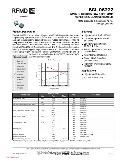 SGL-0622Z;中文规格书,Datasheet资料