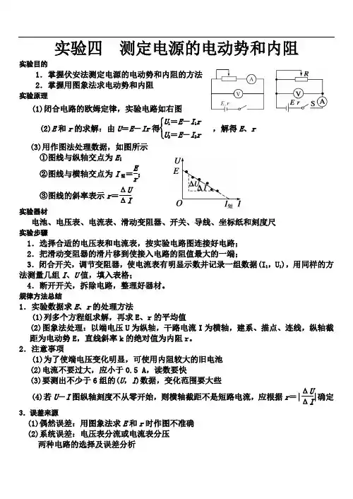 高中物理(内部优秀学案)实验：测电源的电动势和内阻