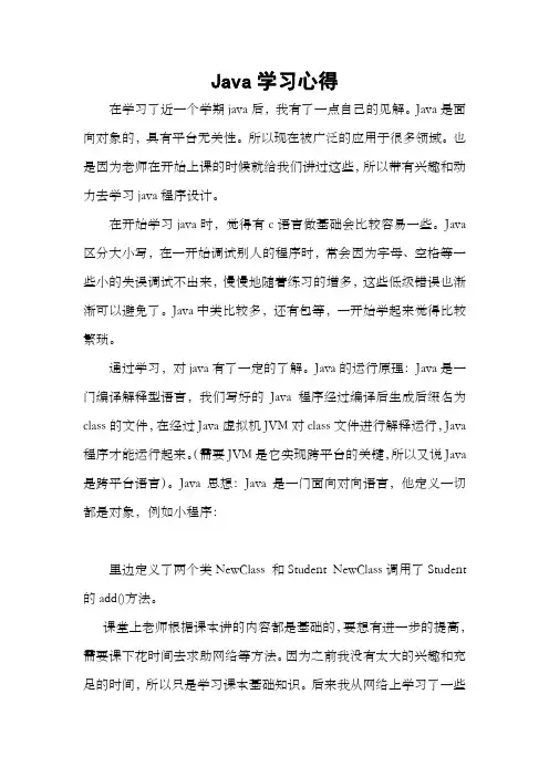 Java心得体会